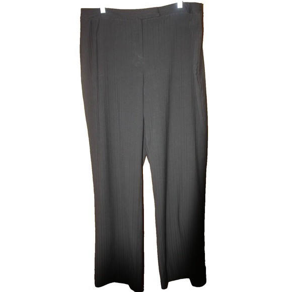 Rafaella Black Pinstripe Dress Pants Sz 16 Straight Leg Hidden Closure Pockets - Picture 1 of 8